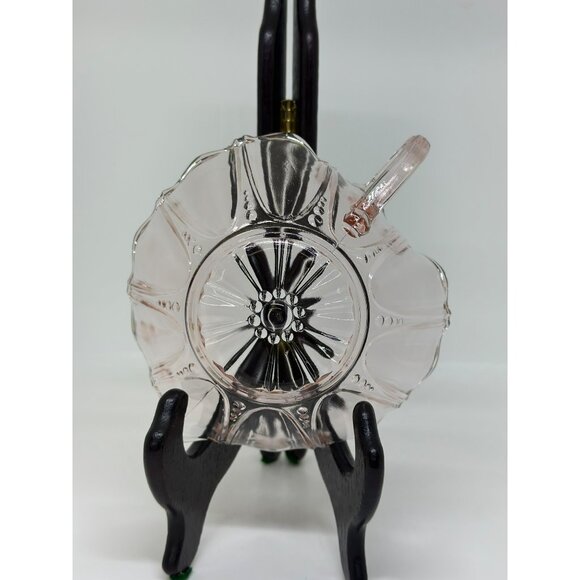 VTG Anchor Hocking Pink DEPRESSION Glass HEART Shaped Bowl Oyster Pearl Pattern - Picture 2 of 6